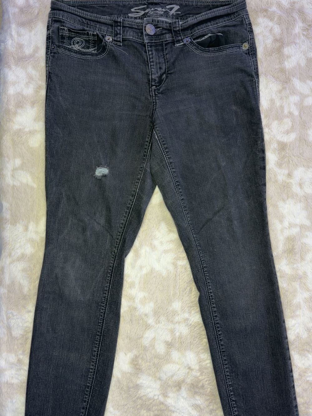 Seven7 Black Skinny Jeans with Subtle Distress